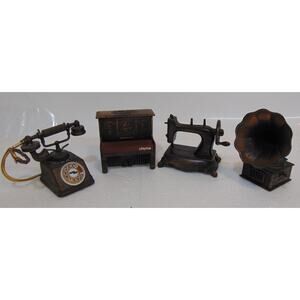 Vintage Copper Die Cast Pencil Sharpeners Lot Of 6 Sewing Piano Telephone Player